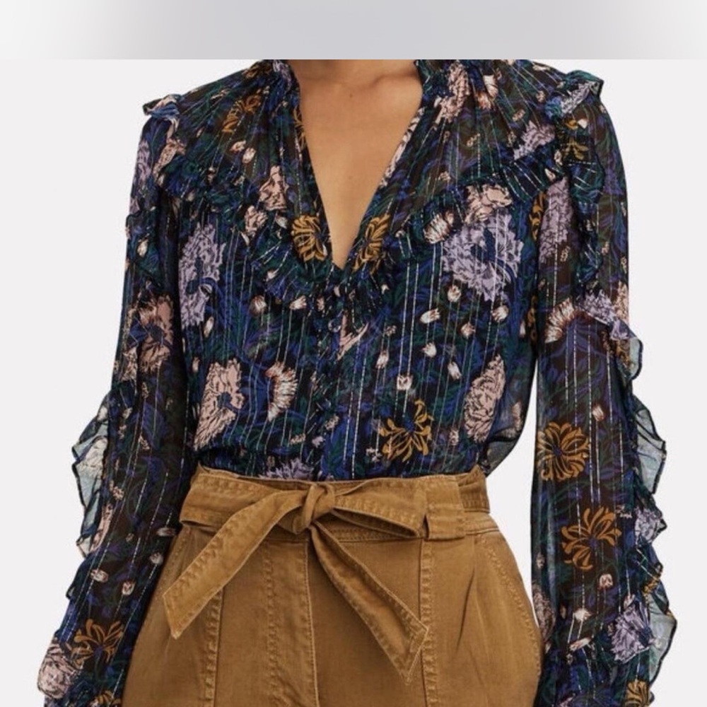 Floral Ruffle Blouse - Veronica Beard